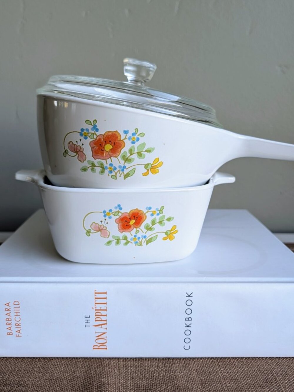 1980s CorningWare Wildflower Pattern P43 & P82 with Lid